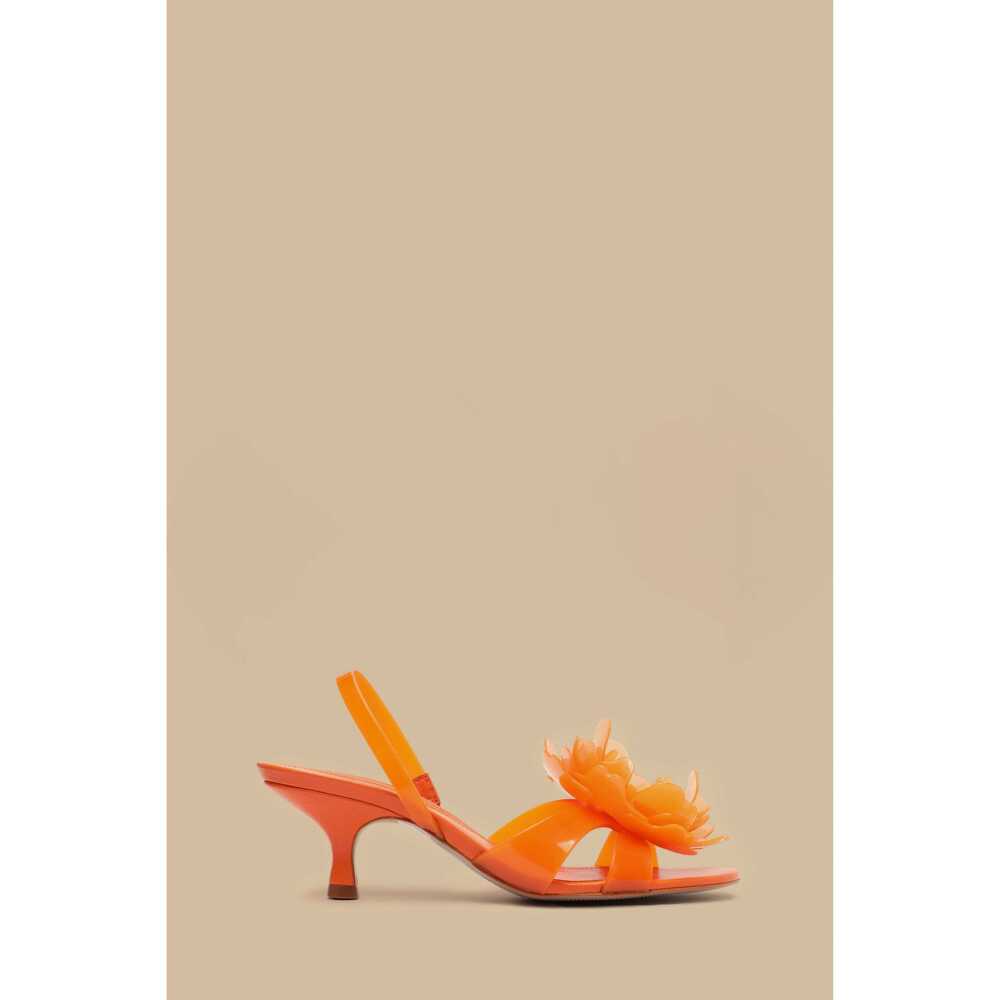 Orange Flower Jelly Kitten Sandal